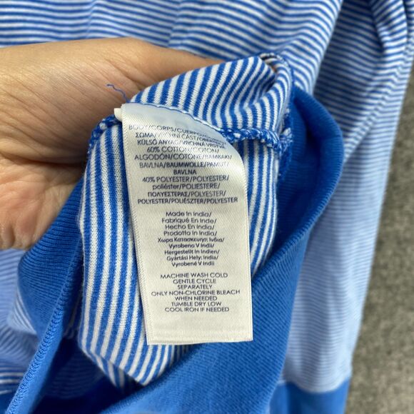 Chaps Sweater Pullover Men M Medium Blue Striped High Neck Knit Long Sleeve - Picture 7 of 10